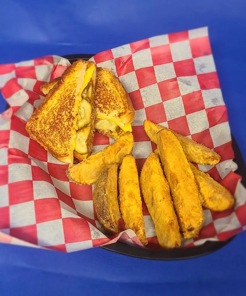 3 Cheese Grilled Cheese with Potato Wedges
